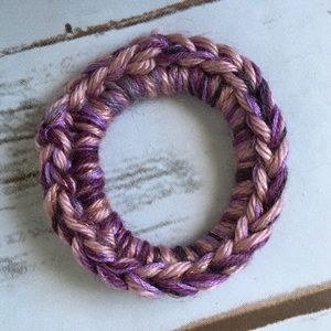 Textured mixed yarn, hand made crocheted scrunchie